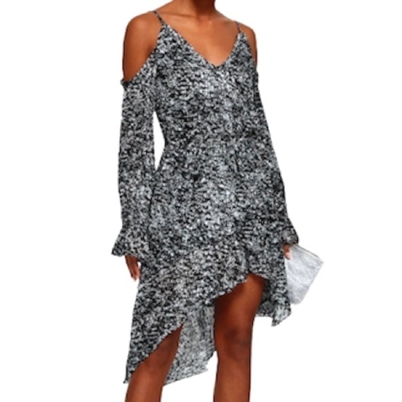 IRO Eloma tie back, asymmetrical hem, off the shoulder dress - Picture 1 of 10